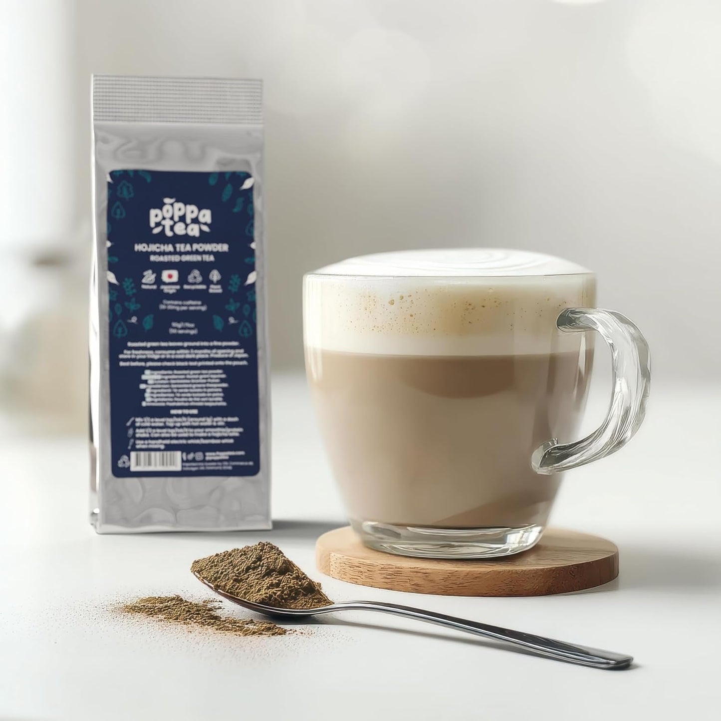 Poppatea Hojicha Tea Powder - Palona Zielona Herbata (50g torebka uzupełniająca)