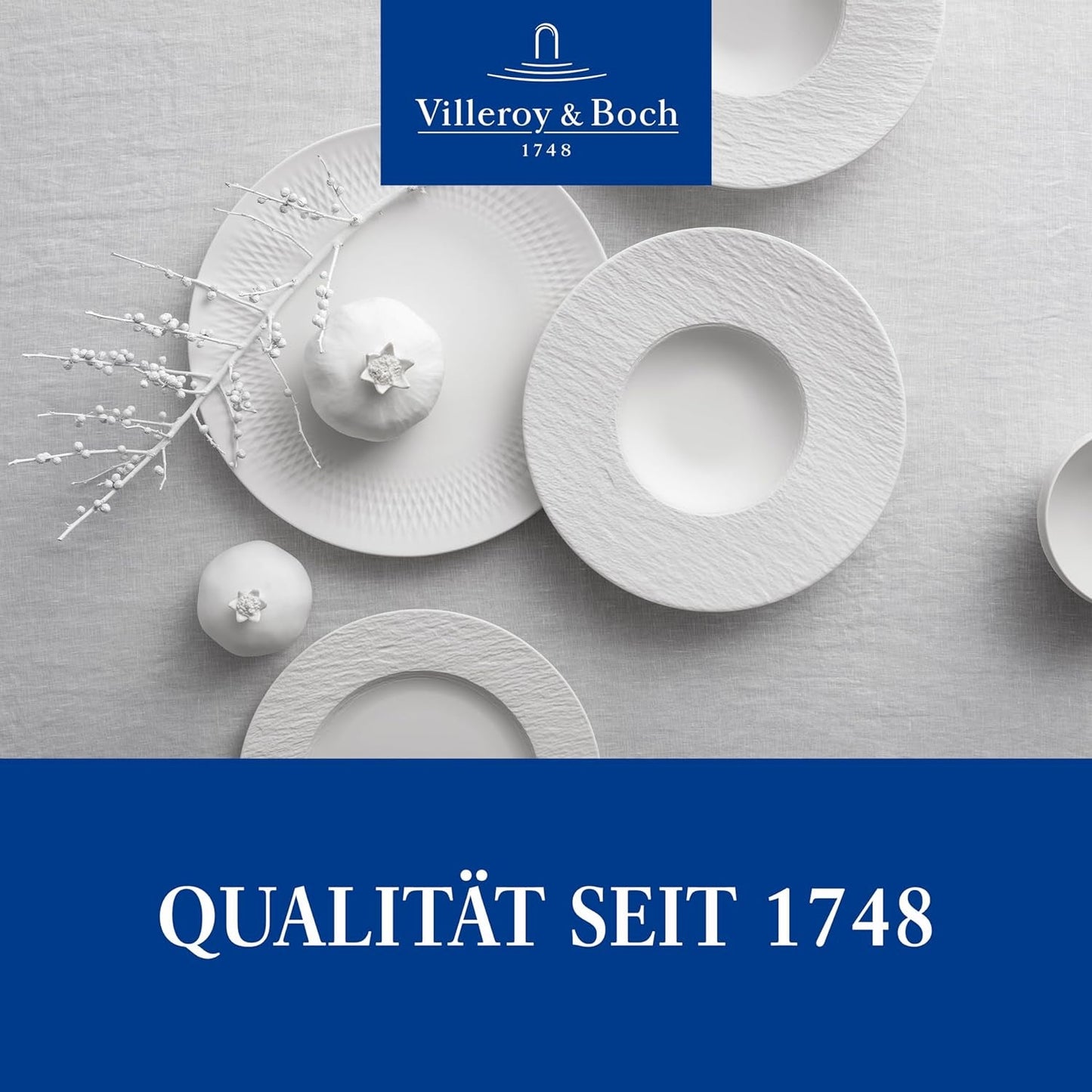 Villeroy & Boch - Manufacture Rock Blanc Geschirrset 6 teilig weiß, Spülmaschinenfest, Mikrowellensicher, Geschirr Modern, Zestaw startowy, Speiseteller, Pastateller, Müslischalen, Premium Porzellan