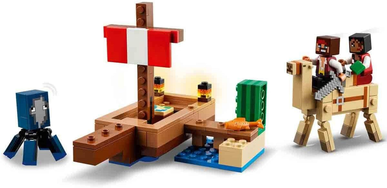 LEGO Minecraft Podróż statkiem pirackim Kałamarnica i wielbłąd Figurka pirata Zabawka do budowania statku Odgrywanie ról Prezent dla chłopców i dziewcząt w wieku 8 lat 21259 Zestawy do budowania Besuche den LEGO-Store