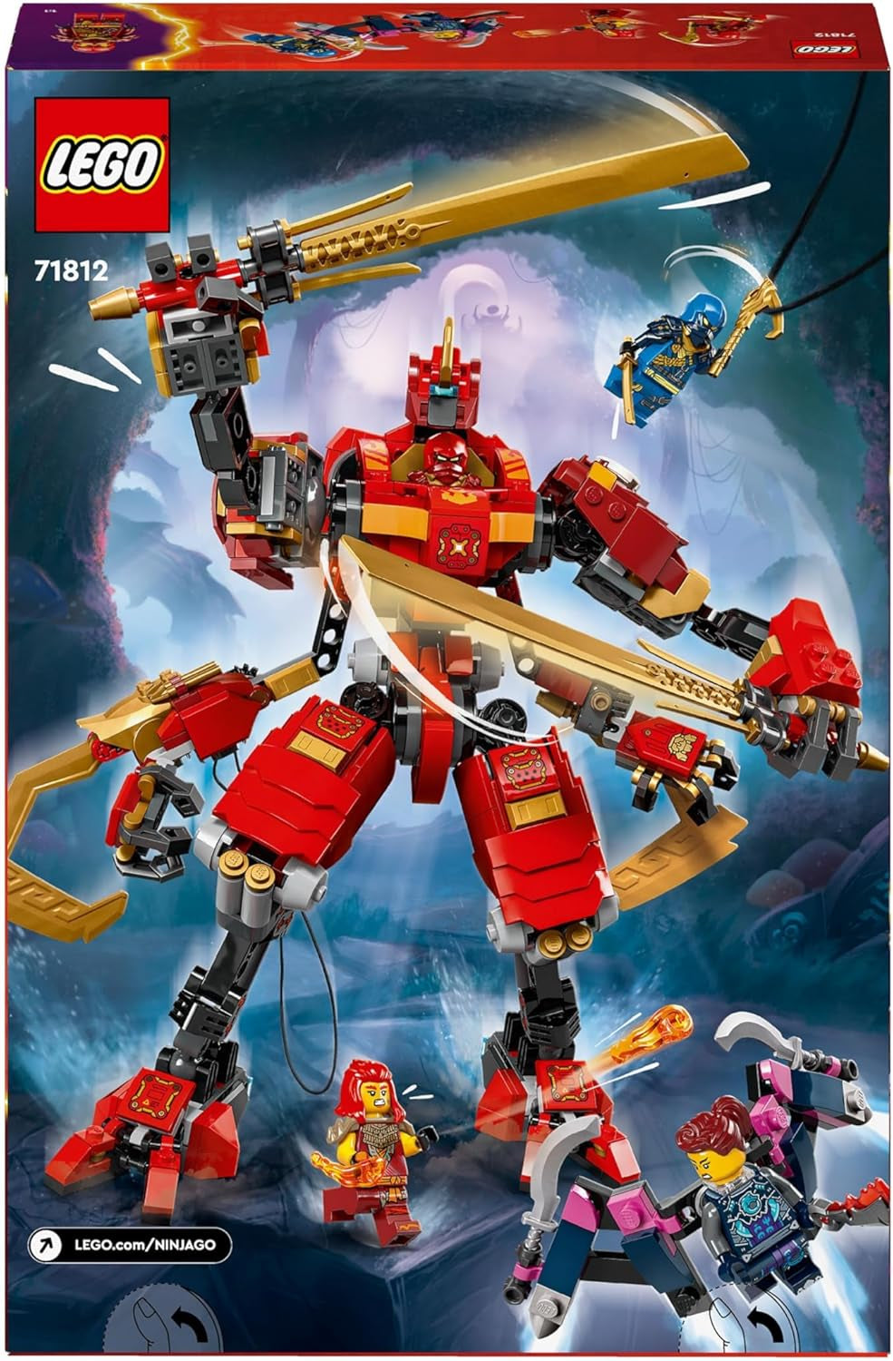 Zestaw LEGO NINJAGO Wspinający się mech ninja Kaia, zabawka ninja z figurką do zbudowania i 4 minifigurkami, zestaw przygodowy dla dzieci, prezent urodzinowy dla 9-letnich chłopców i dziewcząt 71812 Zestawy do budowania Szukaj sklepu LEGO