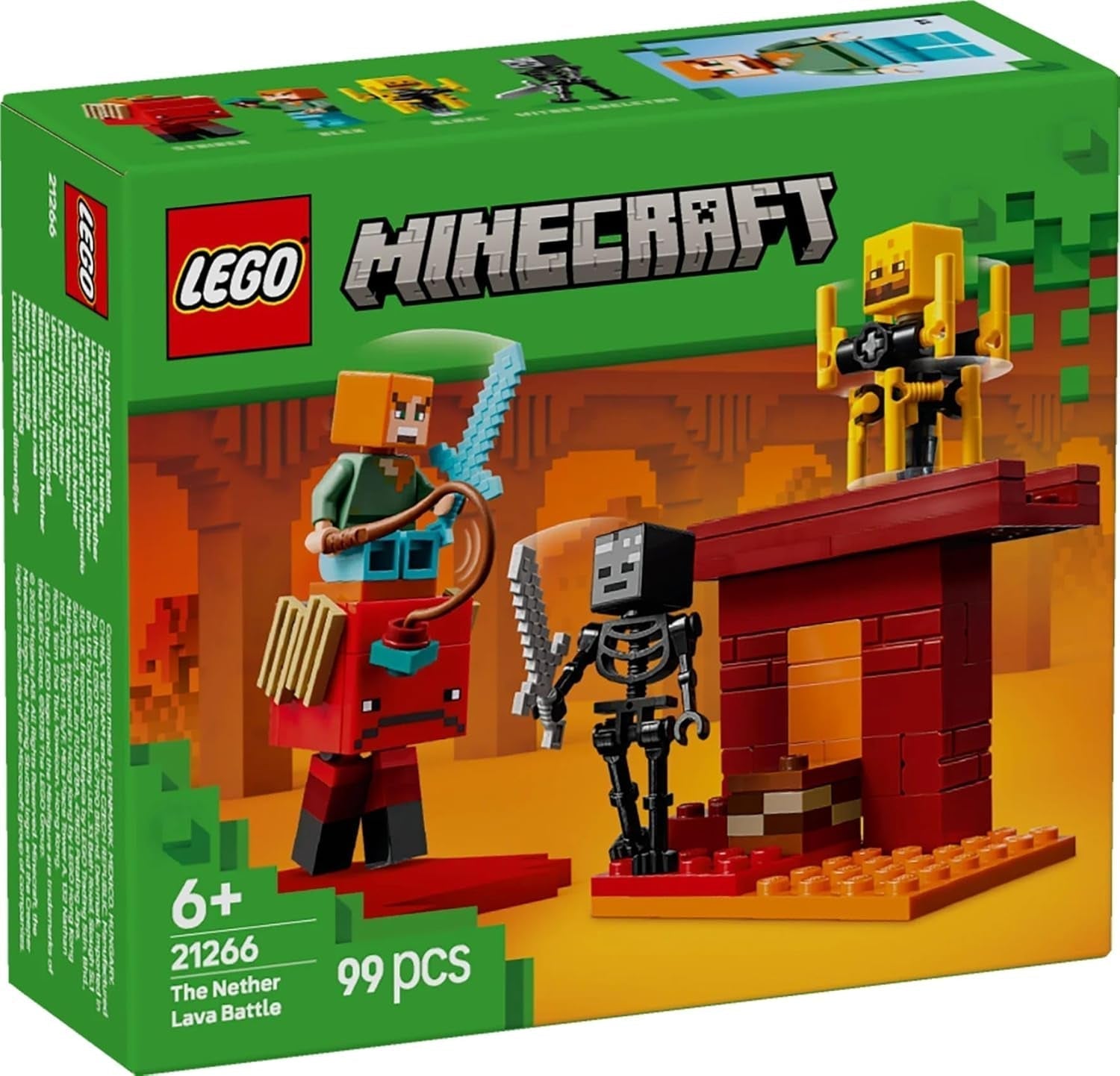 LEGO Minecraft Pojedynek lawowy w głębinach, zabawka dla fanów gier wideo, forteca z minifigurkami, w tym Alexem, szkieletem Witherem, Lohe i Striderem, prezent dla dziewcząt i chłopców w wieku 6 lat 21266 Zestawy do budowania Szukaj w sklepie LEGO