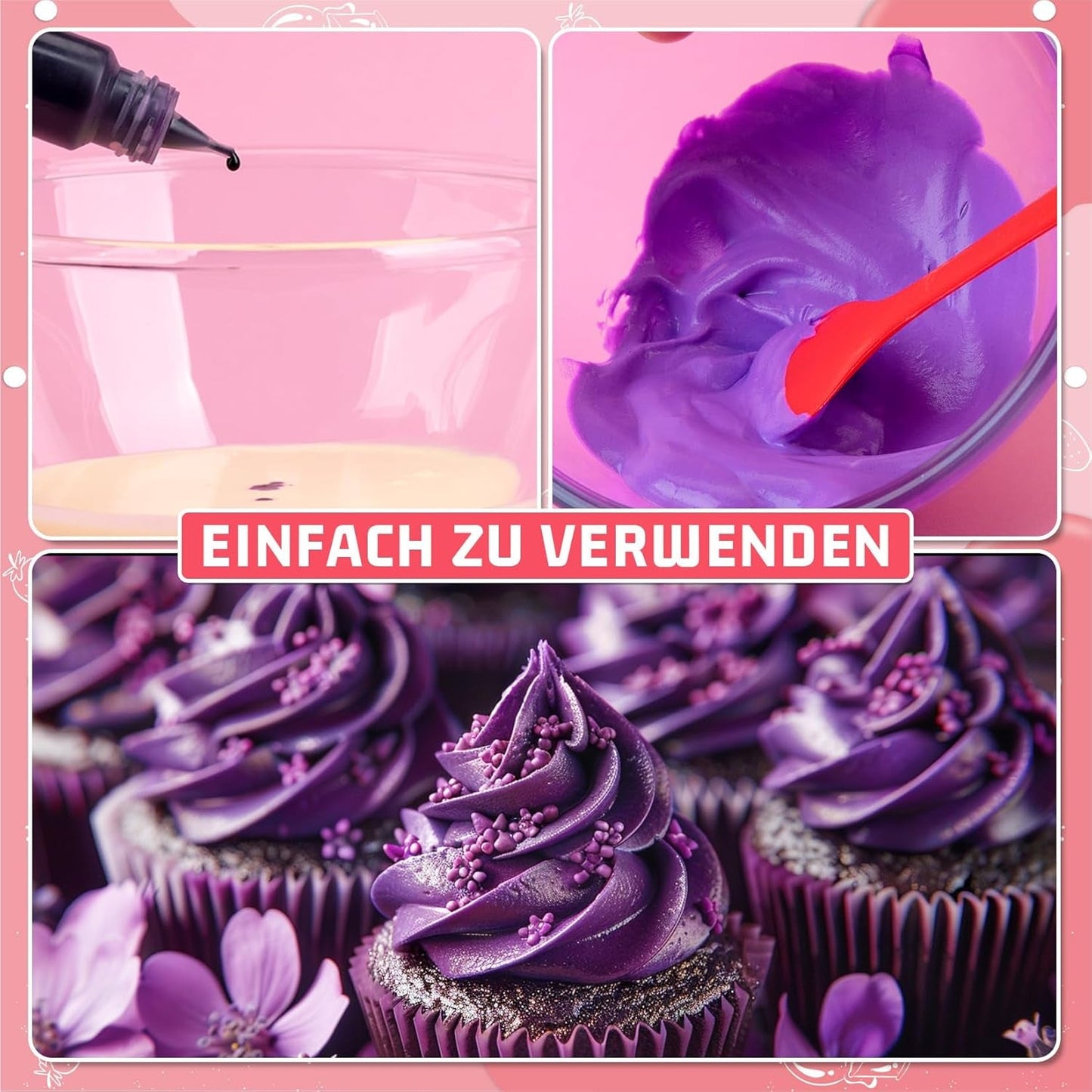 Barwnik spożywczy w żelu - HXDZFX 2×30ml, barwnik spożywczy bez cukru, silnie skoncentrowany, do dekoracji ciast, białej fondantu, makaroników, ciasteczek, wypieków, pisanek, śluzu (fiolet winogronowy)