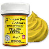 Barwnik spożywczy Sugarflair Max Concentrated Yellow Extra, silnie skoncentrowany barwnik spożywczy do marcepanu i fondantu, barwnik w paście Max Concentrate - 42 g