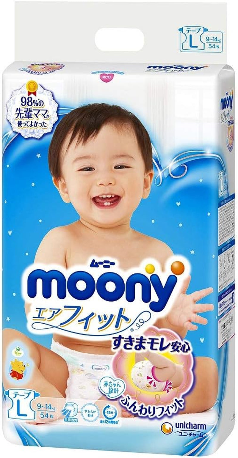 Pieluchy japońskie MOONY L (9-14 kg.) // Pieluchy japońskie Moony L 9-14 kg