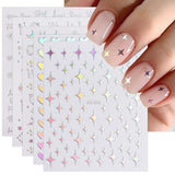 JMEOWIO Nagelsticker Aurora 12 Blatt Nail Art Naklejka Selbstklebend Nagelaufkleber Holografisches Stern Herz Dekoration Nageldesign Zubehör