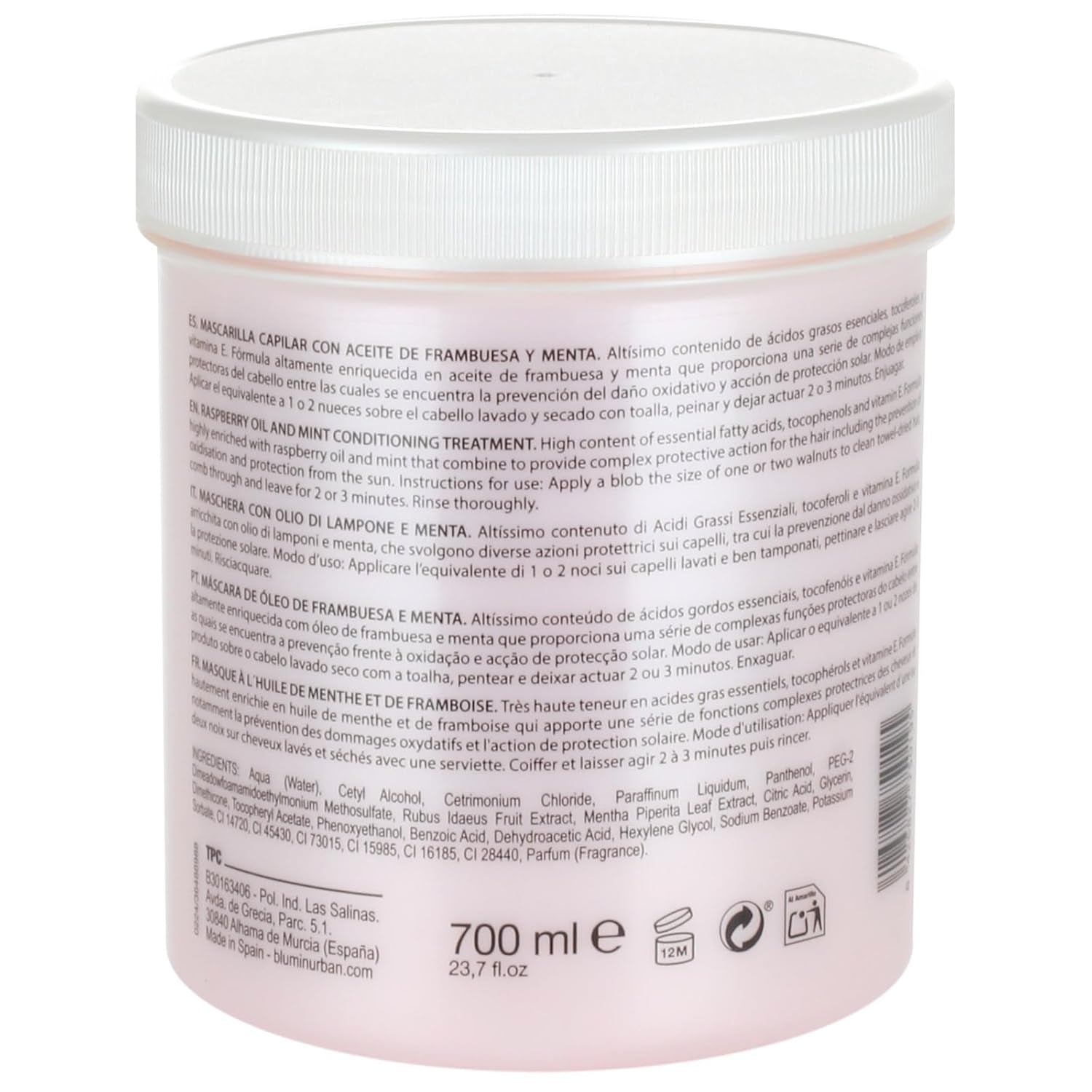 Maska do włosów z olejkiem malinowo-miętowym Urban, maska do włosów Naty Shop 700 ml