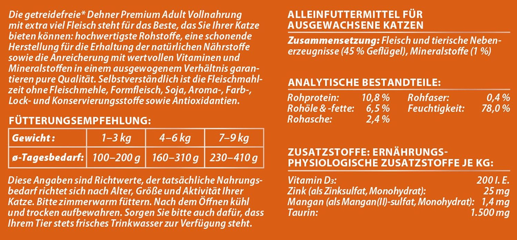 Dehner Premium mokra karma dla kotów, bez zbóż, dla dorosłych kotów, drobiu, 6 puszek 400 g (2,4 kg)