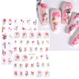 JMEOWIO Nagelsticker Frühling Blume 12 Blatt Nail Art Naklejka Selbstklebend Nagelaufkleber Blätter Dekoration Nageldesign Zubehör