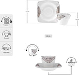 Zestaw porcelanowych filiżanek do espresso KARACA Nazende - 80 ml tureckie filiżanki do kawy ze spodkami, 12-częściowy nowoczesny serwis do kawy z 6 filiżankami do kawy i 6 spodkami, filiżanki do mokki - biały