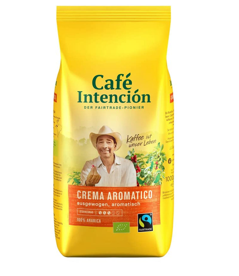 Fairtrade JJDarboven Café Intención Aromatico Café Crema, kawa organiczna, całe ziarna - 1kg - 4x