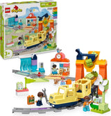 Duża interaktywna kolej miejska LEGO DUPLO, zabawka do budowania dla małych dzieci w wieku 3 lat, lokomotywa Push & Go ze światłami i dźwiękami, części torów, zabawka edukacyjna dla przedszkolaków 10428 Zestawy do budowania Besuche den LEGO-Store Default Title