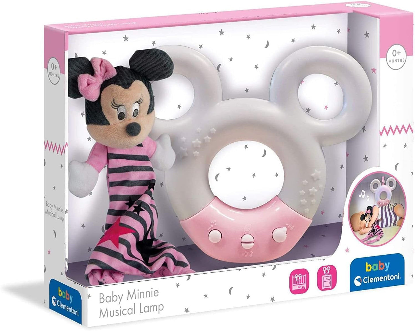 Clementoni 17396 Disney Baby Minnie Dźwięk i kolor Lampka nocna Biała Muzyka 0 miesięcy + Jucarii Bebe Naty Shop