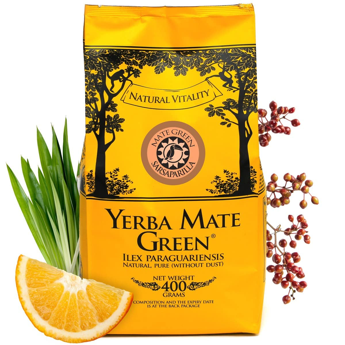 Yerba SARSAPARILLA 400G ● Słodka i orzeźwiająca herbata Mate ● Liście Sarsaparilla ● Herbata Mate z liści Mate ● Herbata Yebra Mate z GUARANĄ 50G ● Yerba Mate Herbata sypka liściasta 450G ● Wegańska