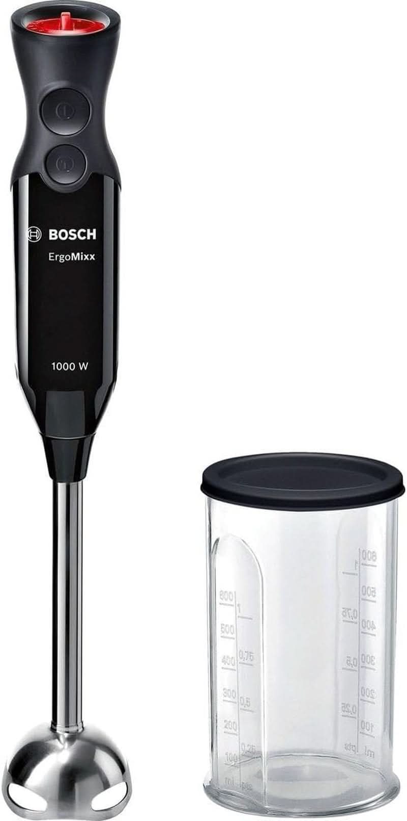 Bosch Stabmixer Ergomaster Seria 4, 1000 W, Edelstahl-Mixstab, Zerkleinerer, Mix-/Messbecher, Schwarz Kitchen Naty Shop Ergomixx
