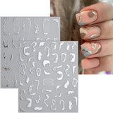 JMEOWIO Nagelsticker Marmor Linie 9 Blatt Nail Art Naklejka Selbstklebend Nagelaufkleber Silber Bunt Dekoration Nageldesign Zubehör