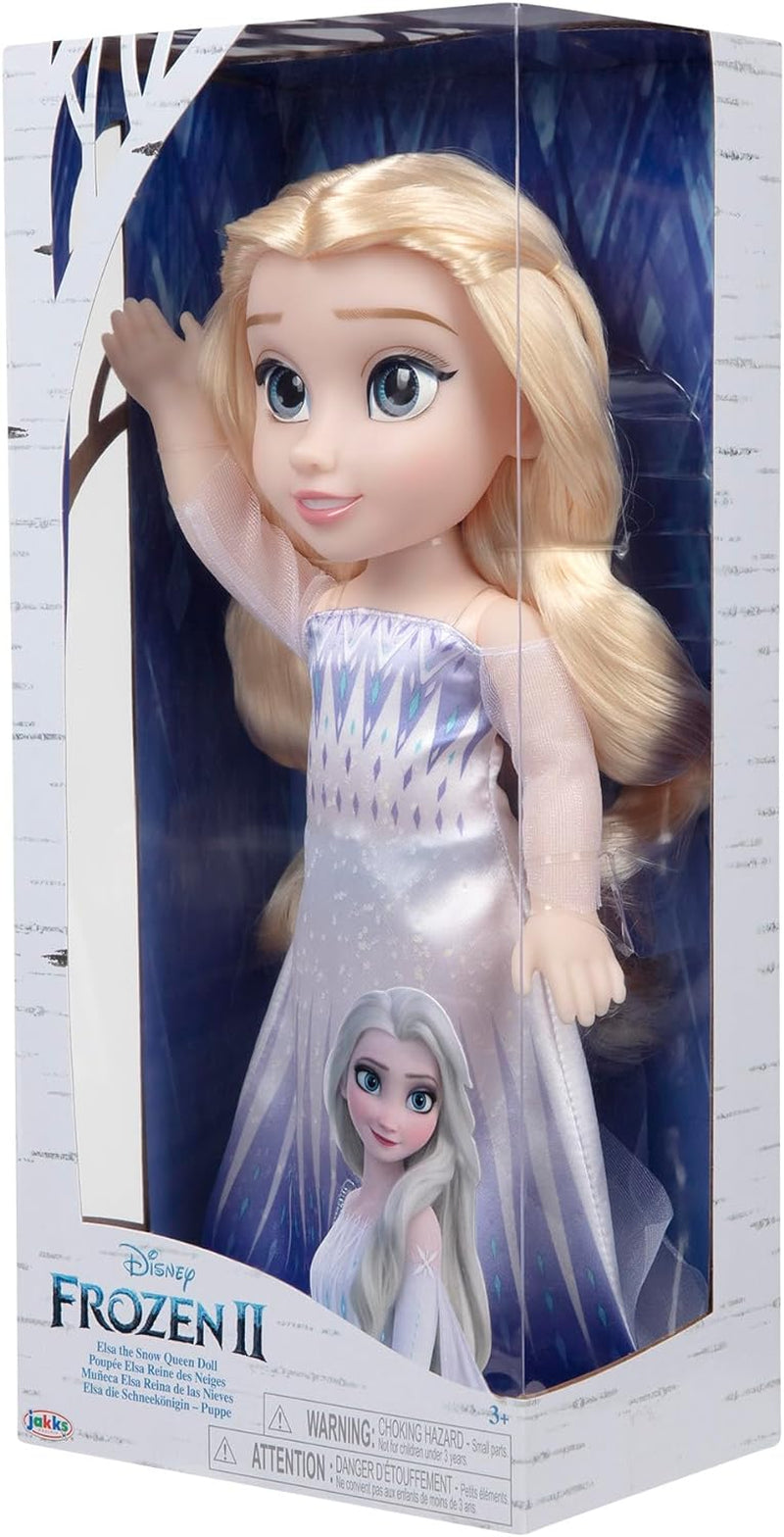 Disney Frozen 2 ELSA Lalka Królowa Śniegu — ruchoma lalka o wysokości 35 cm w kultowej modnej sukience i długich włosach zapewniających dodatkową zabawę podczas zabawy, dla dziewczynek w wieku 3 lat i starszych, 214894 Naty Shop Dolls