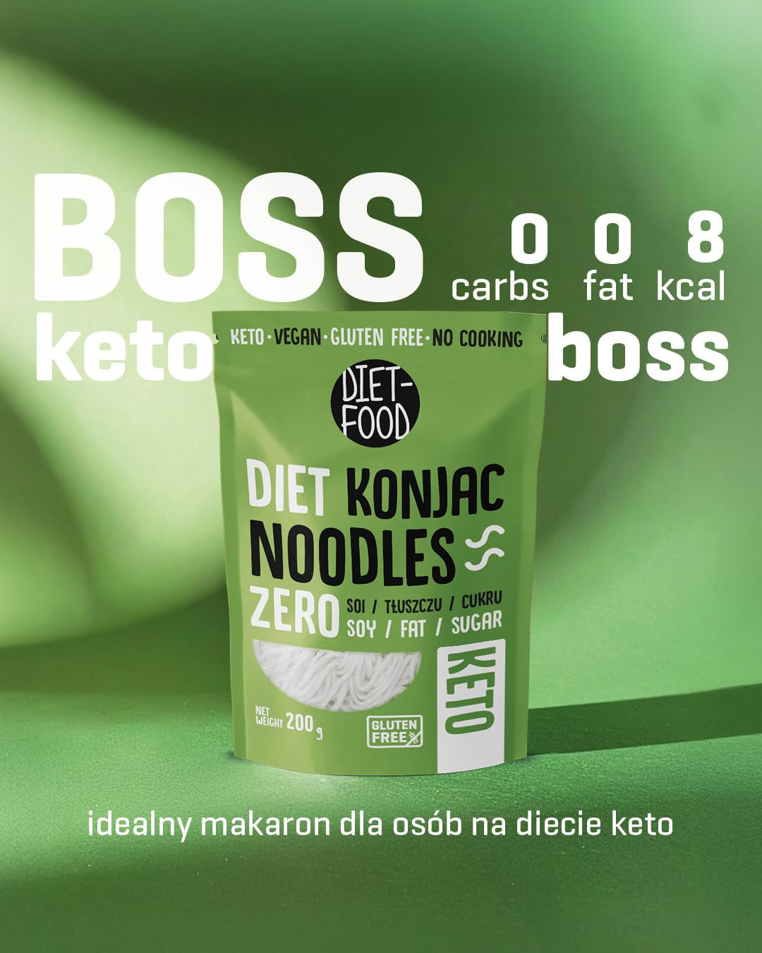 Dietetyczny makaron shirataki | Makaron Konjac o niskiej zawartości węglowodanów | 200 gramów wegańskiego, niskokalorycznego, beztłuszczowego, bez sojowego, bezglutenowego, rozpuszczalnego w wodzie makaronu dietetycznego
