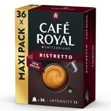 Café Royal Ristretto – kapsułki kawy kompatybilne z Nespresso®, 100% Arabica, intensywna, ciemna palenie, intensywność 11/12, Rainforest Alliance, 36 kapsułek