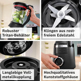 Mikser stojący szybkoobrotowy Vitapower Serie 6 MMBD665B1, 45 000 obr./min, 6 programów Inkl Heiße Suppe & Reinigung, 2 l Mixbehälter, Stopfer, Spülmaschinenfeste Teile, Made in Europe, 1800 W, Schwarz Kitchen Naty Shop