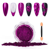 Zestaw pudrów Saviland Chrome do paznokci - Różowy laserowy puder do paznokci Chrome Efekt lustrzany Laserowe zdobienie paznokci, Manicure z brokatem Dekoracyjny puder z gąbeczkami, Puder brokatowy do paznokci Salon paznokci