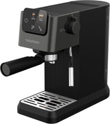 Ekspres do kawy z kolbą GRUNDIG KSM 5330 ze zintegrowanym pojemnikiem na mleko, moc 1628 W, ciśnienie pompy 15 bar, podwójna dysza, kolorowy wyświetlacz dotykowy, BrewSense, CreamyPro, Ciemna stal nierdzewna/Czarny