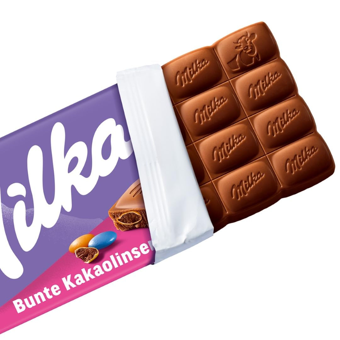 Czekolada Milka z soczewicą barwioną kakao - Alpejska czekolada mleczna z chrupiącą soczewicą w czekoladzie - 100g