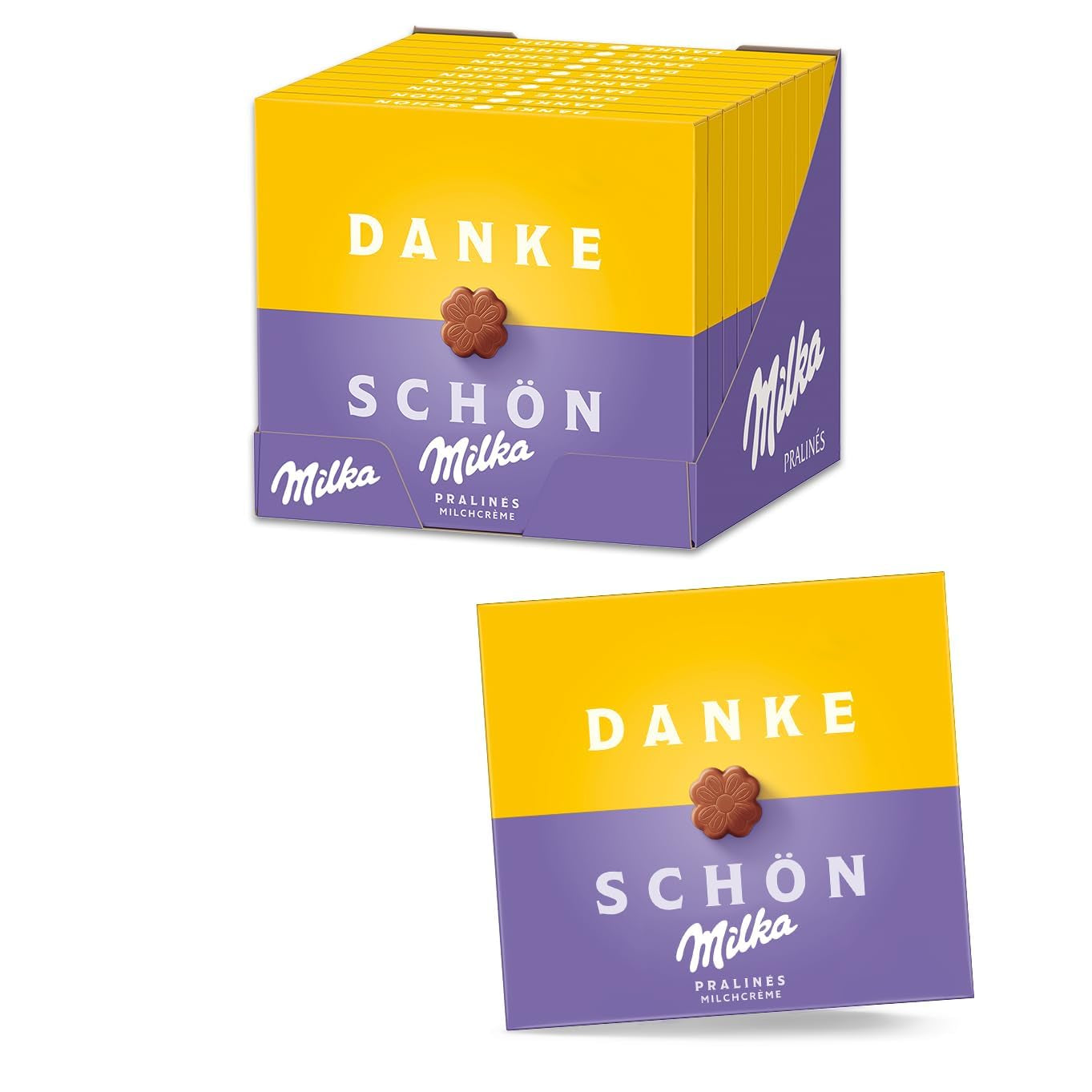 Praline Milka Gratulacje – Alpejska czekolada mleczna z delikatnym nadzieniem mlecznym – 10 x 110g