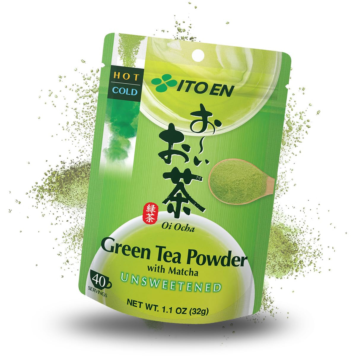 ITO EN Oi Ocha Zielona herbata instant w proszku z matchą - Niesłodzona zielona herbata matcha z Japonii - 1 x 32 g