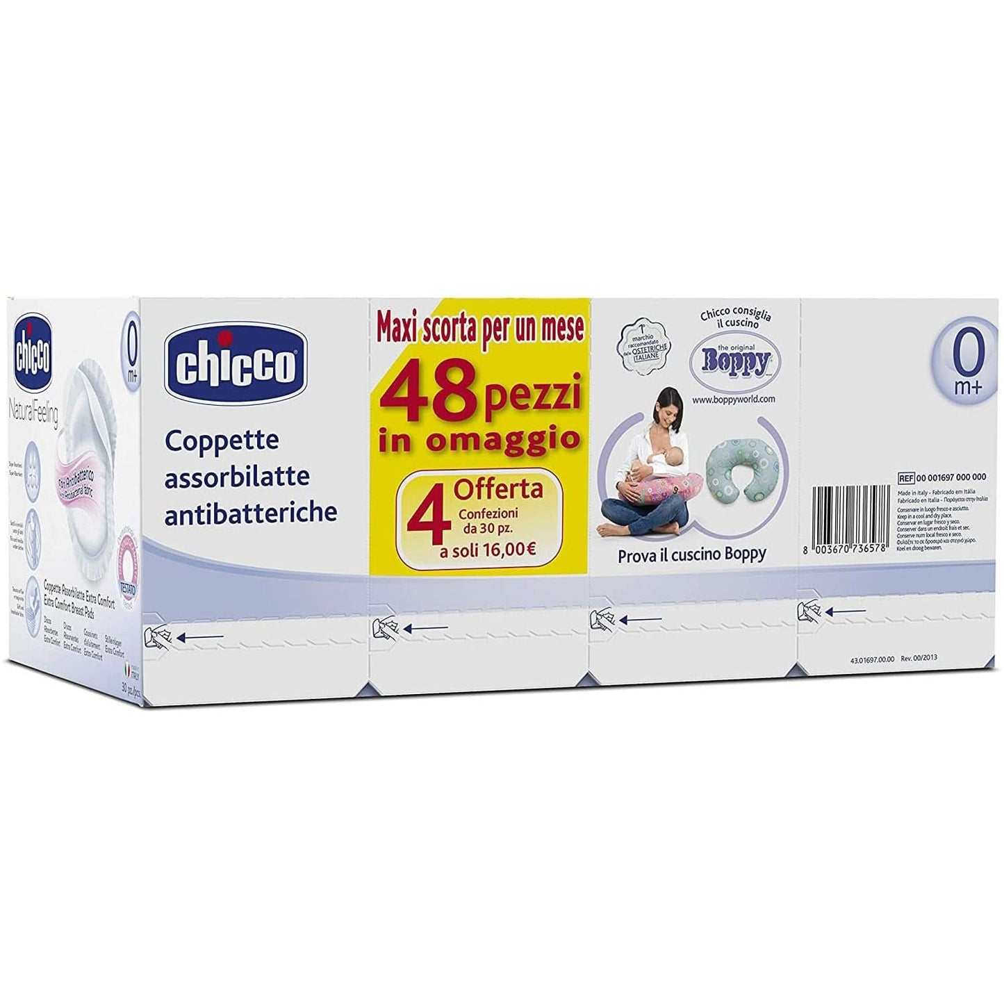 Chicco podkładki ochronne na sutki, antybakteryjne, 4 tygodnie, 120 sztuk Akcesoria Żywność i karmienie piersią Sklep Bebe Naty