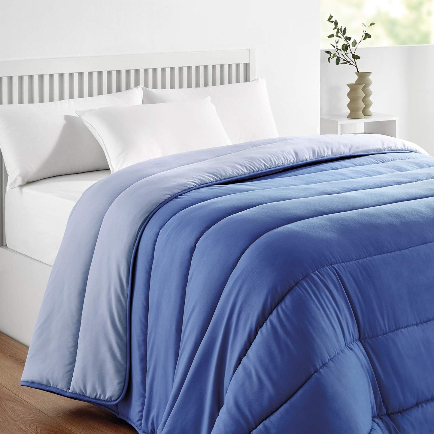 Pikolin Home - Dwustronna kołdra 300 G - Dwukolorowe wypełnienie nordyckie - Do łóżka 90 - wygodne, ciepłe, oddychające, niebieskie, 150 X 220 cm Kołdry i kołdry Naty Shop