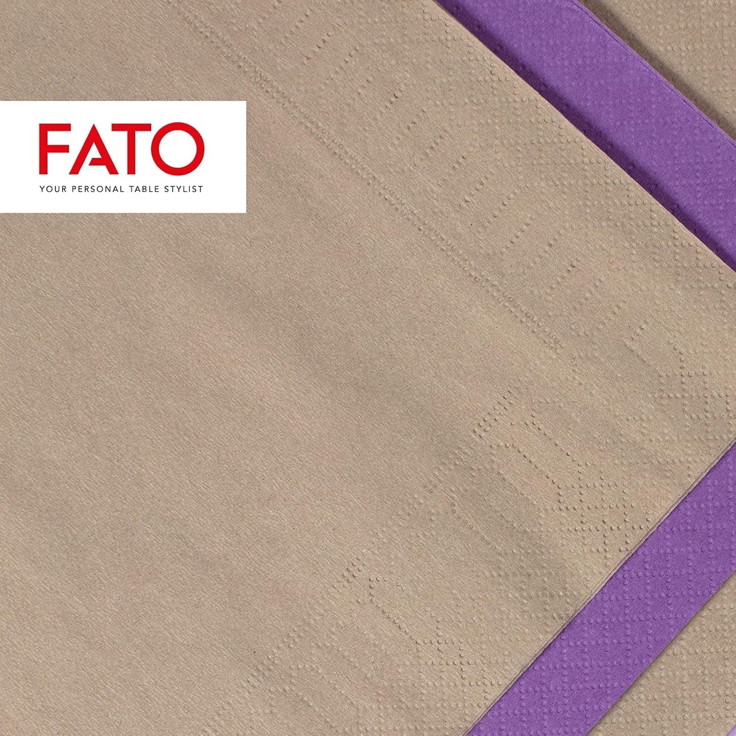 , Jednorazowe serwetki papierowe, Idealne do przystawek i koktajli, Opakowanie 100 serwetek, Rozmiar 24X24 złożone na 4, 2 warstwy, Kolor Turtledove, 100% czysty papier celulozowy, Certyfikat Fsc