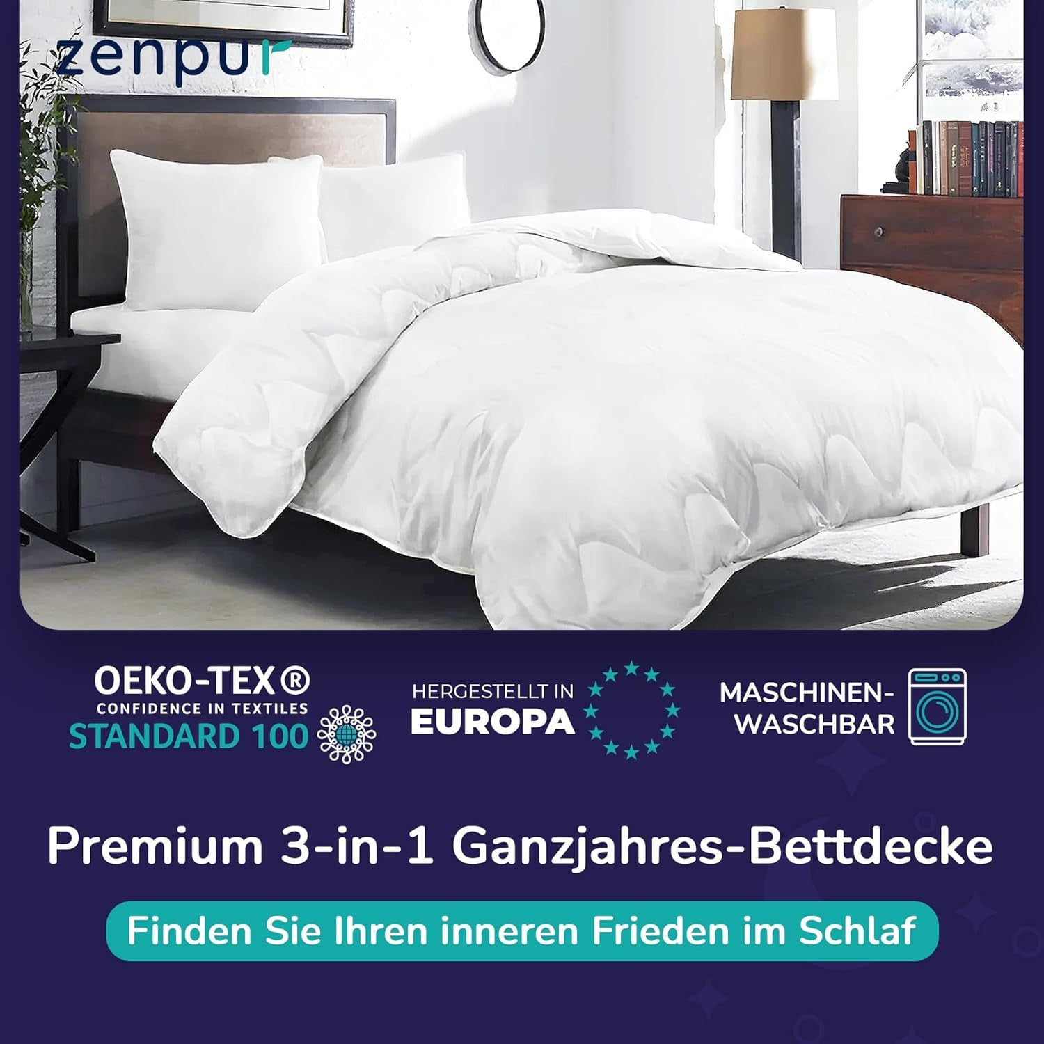 Kołdra Premium 200X200Cm 4 pory roku, kołdra na wszystkie pory roku 200X200 - ciepła zimą i chłodna latem, 2 poszwy na kołdry 200X200, które można ze sobą łączyć. Kołdry i kołdry Naty Shop