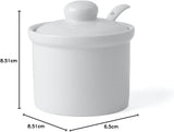 Holst Porcelain AT 216 FA1 Kanister 0,17 L Beczka z łyżeczką, biała, 8,5 x 8,5 x 6,5 cm