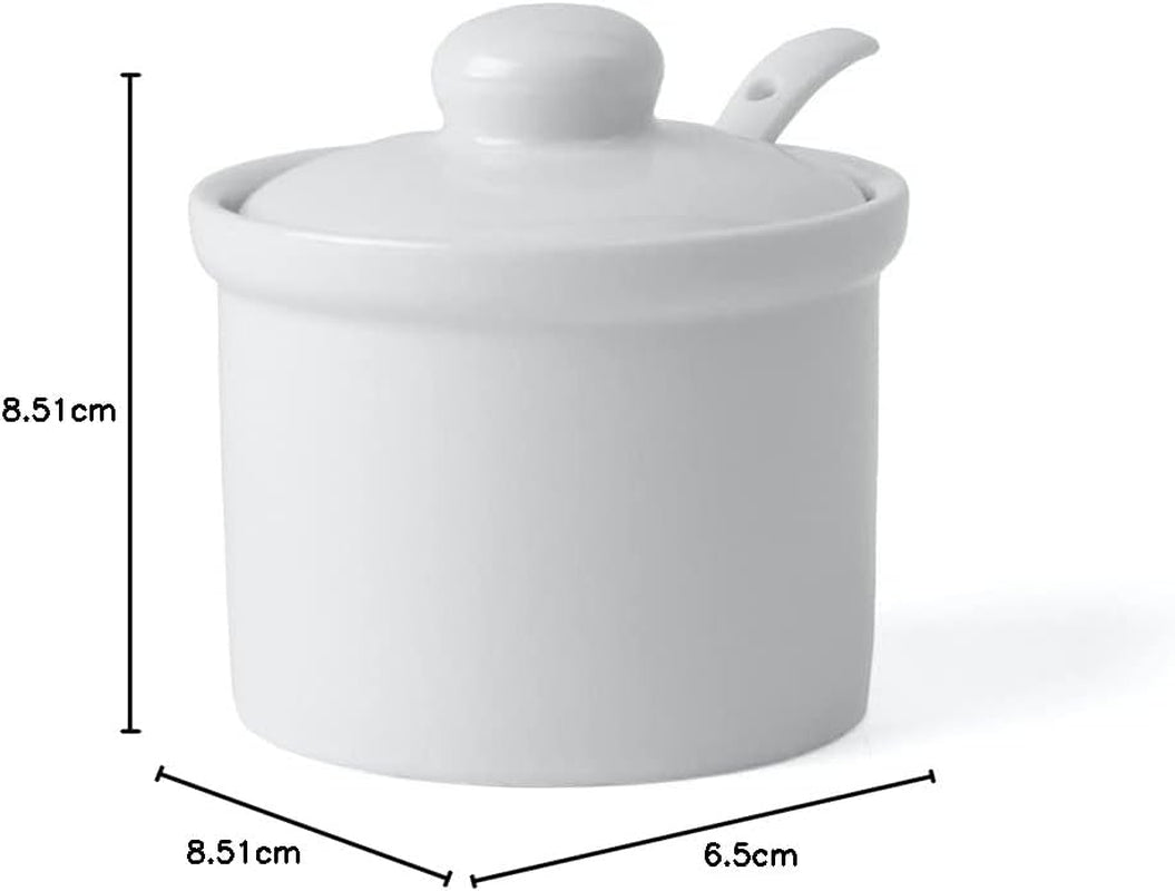 Holst Porcelain AT 216 FA1 Kanister 0,17 L Beczka z łyżeczką, biała, 8,5 x 8,5 x 6,5 cm
