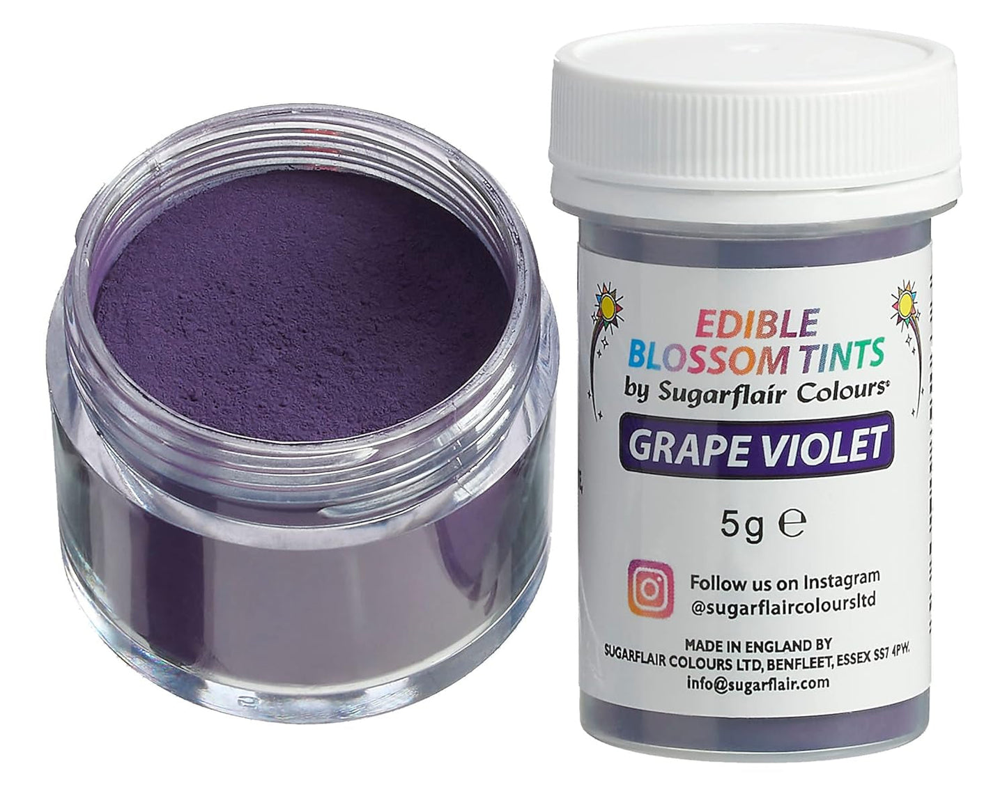 Sugarflair Blossom Tint Dust Grape Violet Food Coloring Powder - Barwnik spożywczy w proszku do dekoracji ciast, kremówki, lukru, czekolady, kremu maślanego, makaroników i nie tylko - 5G
