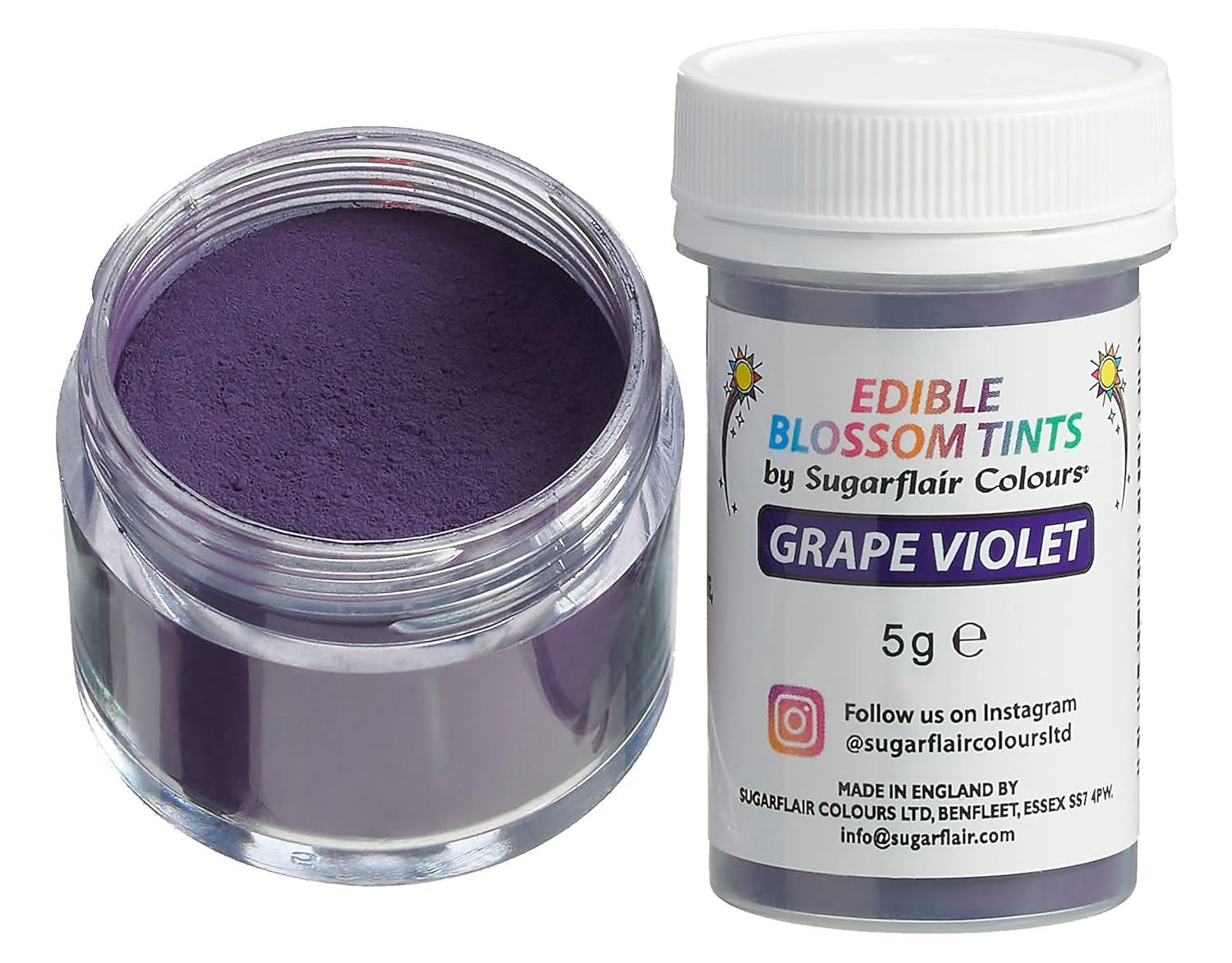 Sugarflair Blossom Tint Dust Grape Violet Food Coloring Powder - Barwnik spożywczy w proszku do dekoracji ciast, kremówki, lukru, czekolady, kremu maślanego, makaroników i nie tylko - 5G
