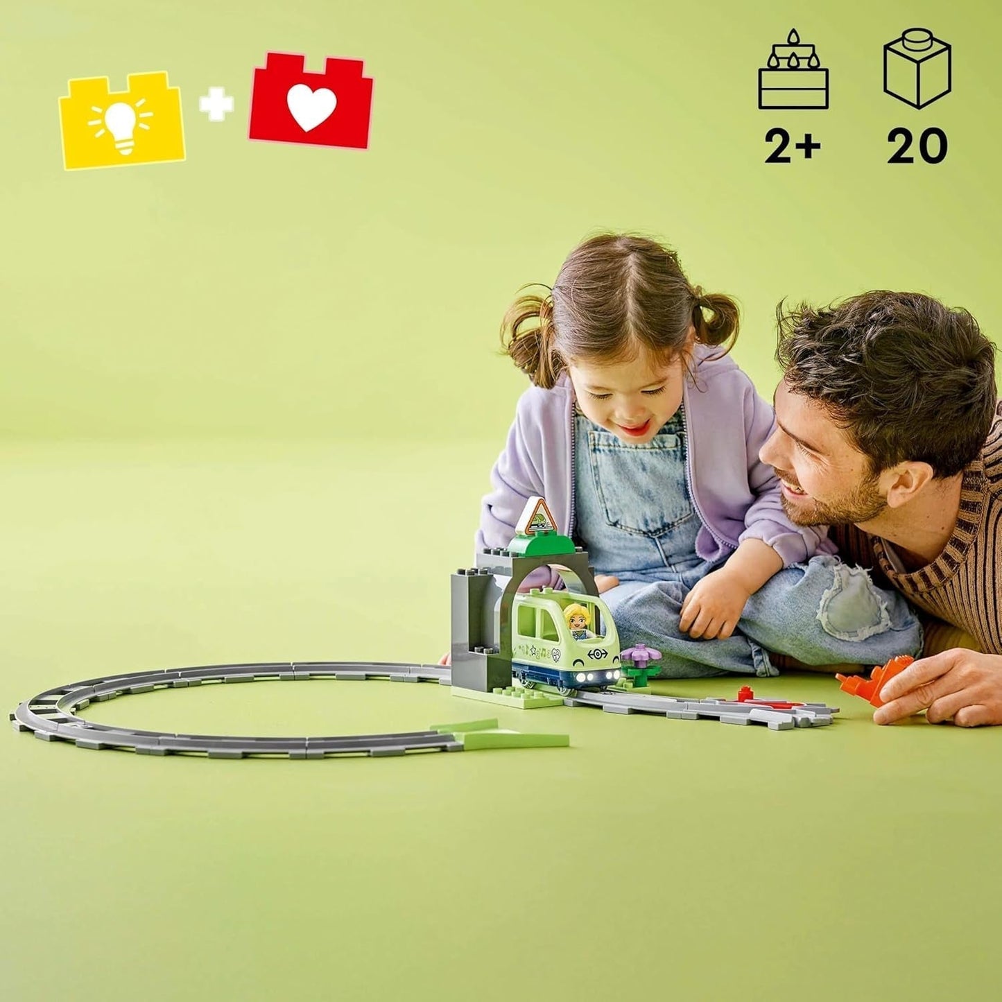 LEGO DUPLO Tunel i tory kolejowe — zestaw rozszerzający, prezent dla małych dzieci, zachęca do zręczności, zestaw dla fanów pojazdów od 2 lat, kreatywna zabawka edukacyjna 10425 Zestawy do budowania Besuche den LEGO-Store