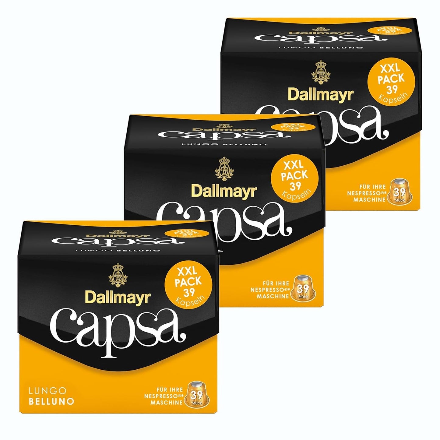 Capsa Lungo Belluno XXL, 39 Kapseln kompatybilny z Nespresso, 1er Pack (1 x 218 g) i Capsa prodomo, 56g