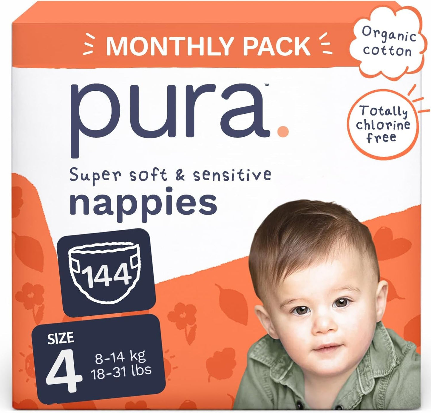 Pieluszki Eco Baby - Rozmiar 3 (4-9 kg), 1 opakowanie (26 pieluch), Ultra miękkie pieluszki dla wrażliwej skóry, Bawełna organiczna, Ochrona przed wyciekaniem do 12 godzin, Nowa tabela rozmiarów