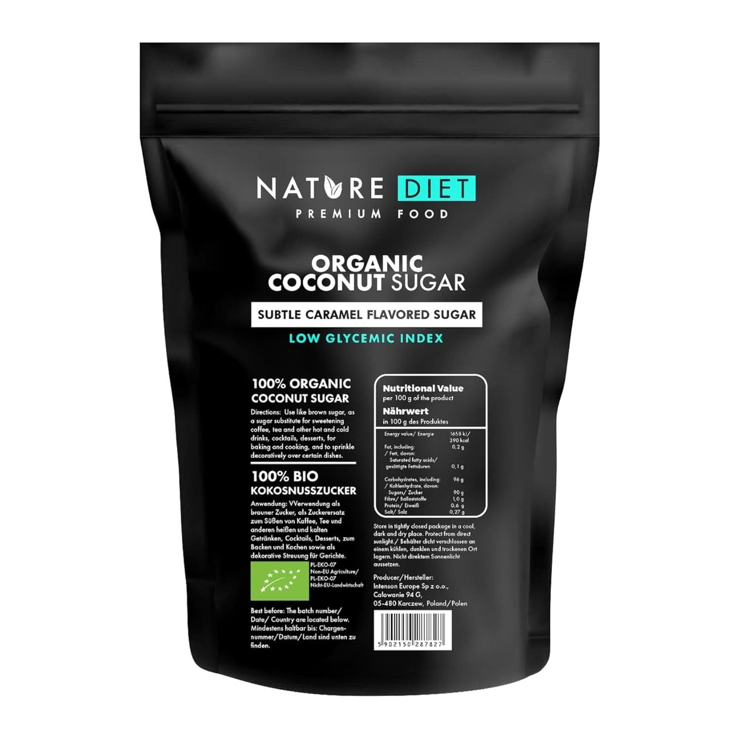 Organiczny cukier kokosowy o smaku karmelowym, 1,5 Kg Słodziki Naty Shop