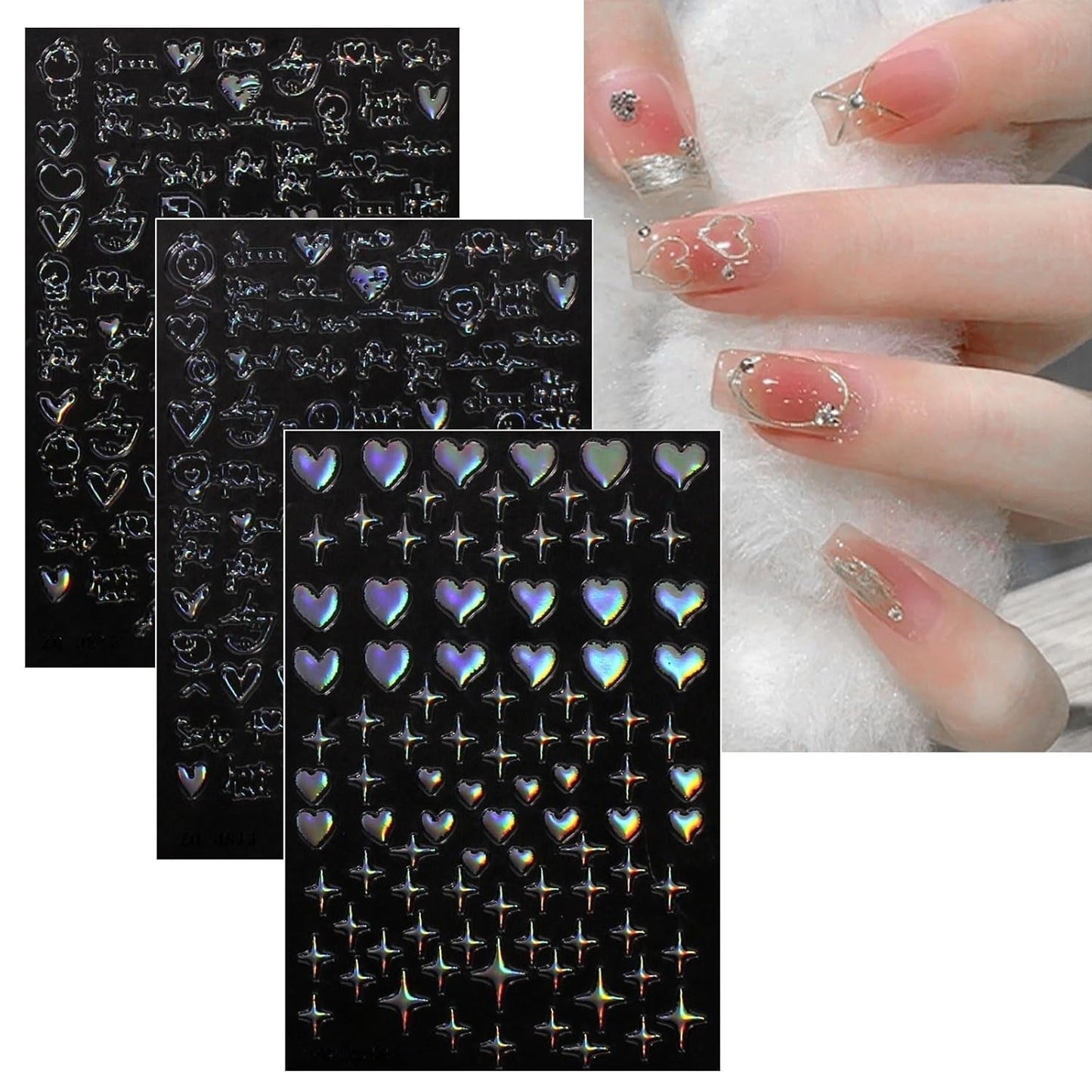 Jmeowio Nagelsticker Aurora Geometrysch 12 Blatt Nail Art Naklejka Selbstklebend Nagelaufkleber Bunt Dekoration Nageldesign Zubehör