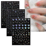 Jmeowio Nagelsticker Aurora Geometrysch 12 Blatt Nail Art Naklejka Selbstklebend Nagelaufkleber Bunt Dekoration Nageldesign Zubehör