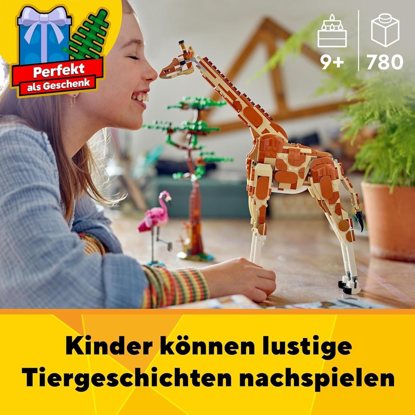LEGO Creator 3w1 Animal Safari, kreatywny zestaw z figurkami zwierząt, 3 opcje budowania: zabawkowa żyrafa, gazela i lew, zabawkowe zwierzęta dla dziewcząt i chłopców, naturalny prezent dla dzieci w wieku od 9 lat 31150 Zestawy do budowania Beuche den LEGO-Store