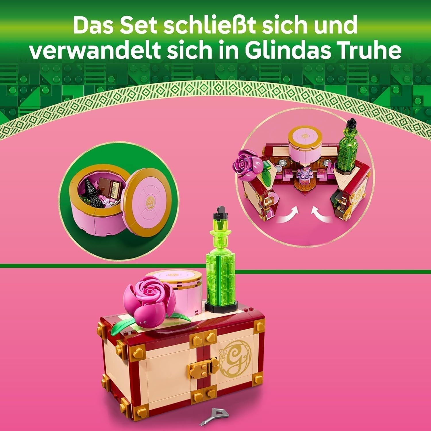 LEGO Wicked Glinda i sypialnia Elphaby — domek dla lalek z 2 mini lalkami Czarownic z krainy Oz, fajnymi akcesoriami, w tym kwiatami i strojami — kreatywna zabawka dla dziewczynek w wieku powyżej 8 lat i fanów — 75683 Zestawy do budowania Besuche den LEGO-Store
