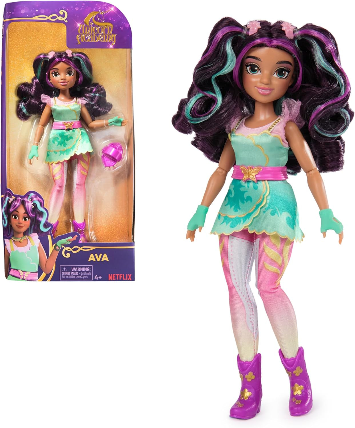 Unicorn Academy Deluxe Masked Ball Sophia - 24 cm lalka z popularnej serii Netflix z 2 strojami, klasycznym ubieraniem i odgrywaniem ról, wiek 4+ Naty Shop Dolls Ubieranie lalki Ava
