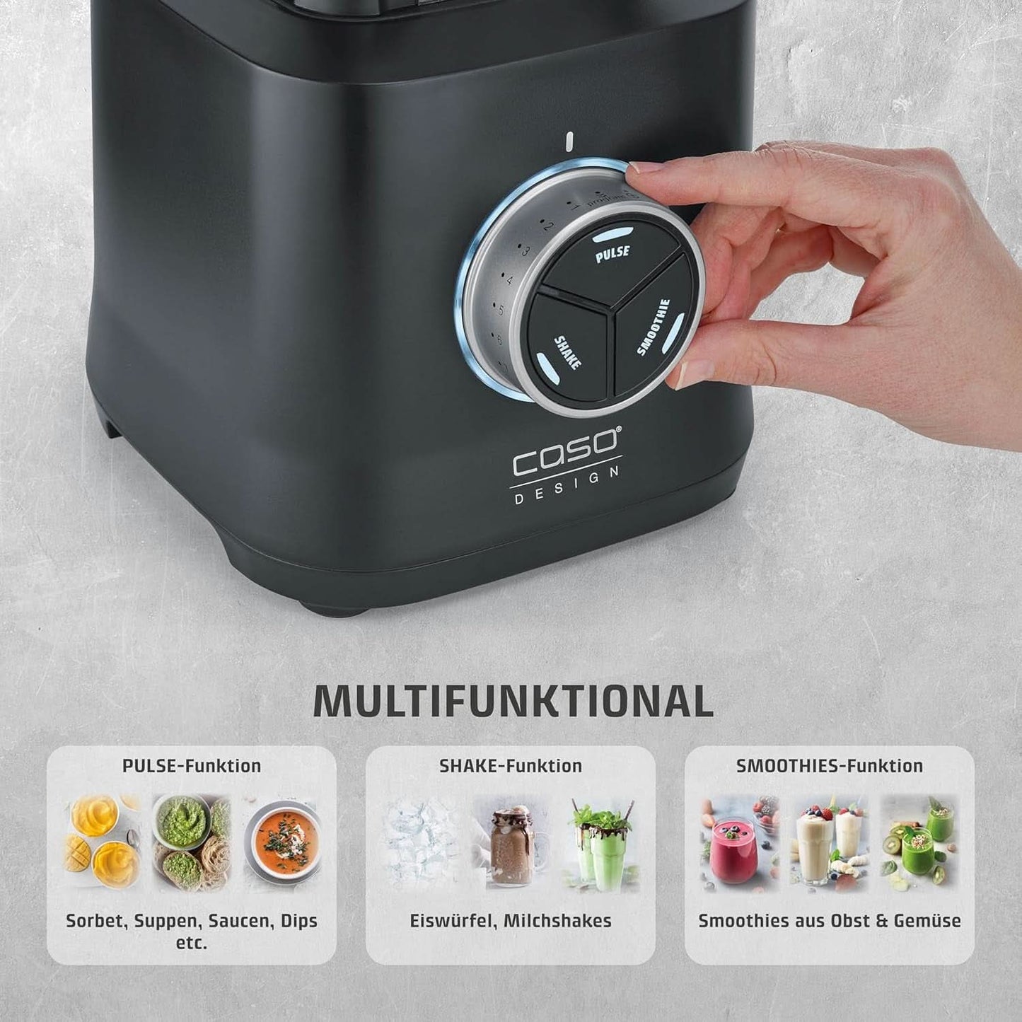 CASO Powerblender B 2000 - Mikser stojący Profi, 30 000 U/Min, 2000 W, Bruchsicherer Tritan-Mixbehälter (2 L), Bpa-Frei, Pulse-, Shake-, Smoothie-Funktion, 8-Fach Messer-System Mit Titanbeschichtung Kitchen Naty Shop