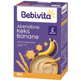 Wieczorna owsianka z ciastkami i bananami (4x500g), kaszka mleczna od 5 miesiąca, bez dodatku cukru, z cennymi minerałami i witaminami, bardzo sycąca