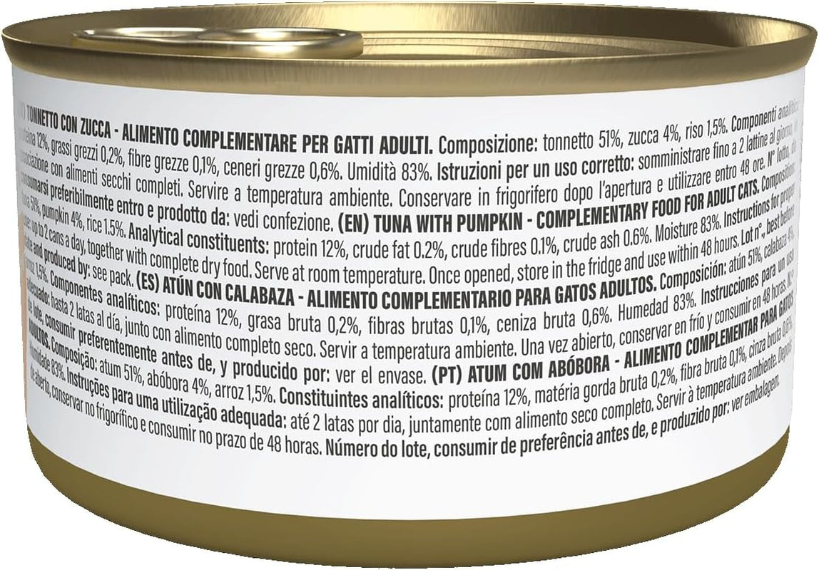 Tuńczyk z dynią w bulionie, karma uzupełniająca mokra dla kotów, autorska receptura, 100% naturalna, 12 puszek po 70g