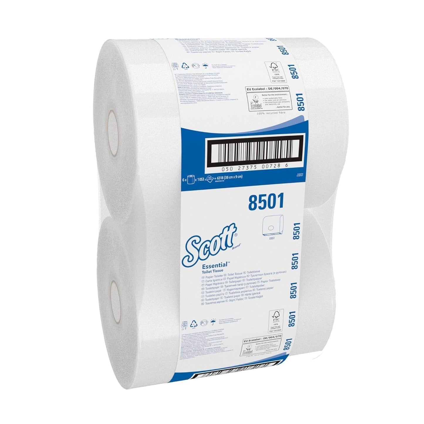 Scott Essential Jumbo Toilet Roll 8501 - papier toaletowy Jumbo Roll - 6 rolek X 1053 arkusze 2-warstwowy papier toaletowy (łącznie 2400 M)