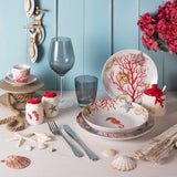 Serwis stołowy Excelsa Coral, 18 sztuk, porcelana, czerwony